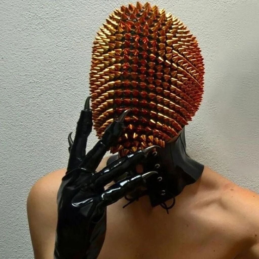 BAJIE Halloween mask Studded Spikes Full Face Jewel Face Cover Halloween Cosplay Funny Face Cover Antistress Fidget Toys Mask